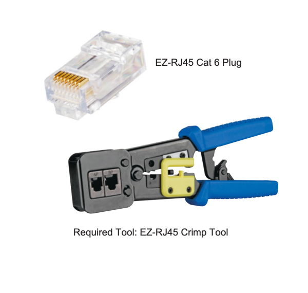 Leviton - EZ‑RJ45™ Cat 6 Plug and EZ‑RJ45 Crimp Tool (47613‑EZ6 & 40989‑ACT)