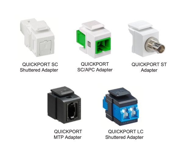 Leviton QuickPort Fiber Optic Adapters (ST, SC, LC, MTP)