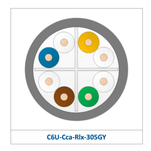 Leviton - Category 6 U/UTP EuroClass Cca Cable — C6U‑Cca‑Rlx‑305GY (Gray)