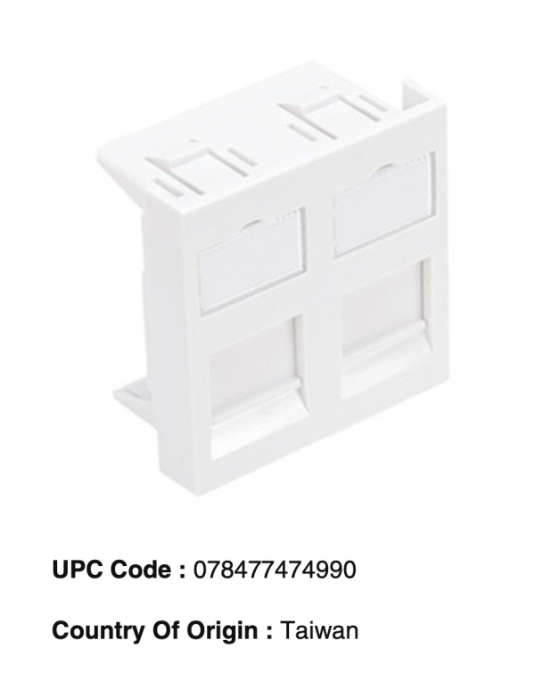 Leviton - LI145-2W2 — French-Style Wallplate Insert, 45mm x 45mm, Flat, 2‑Port, White