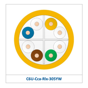 Leviton - Category 6 U/UTP EuroClass Cca Cable — C6U‑Cca‑Rlx‑305YW (Yellow)